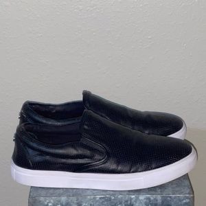 Guess Men’s Black Perforated Loafer Slip On Shoes, Size 11